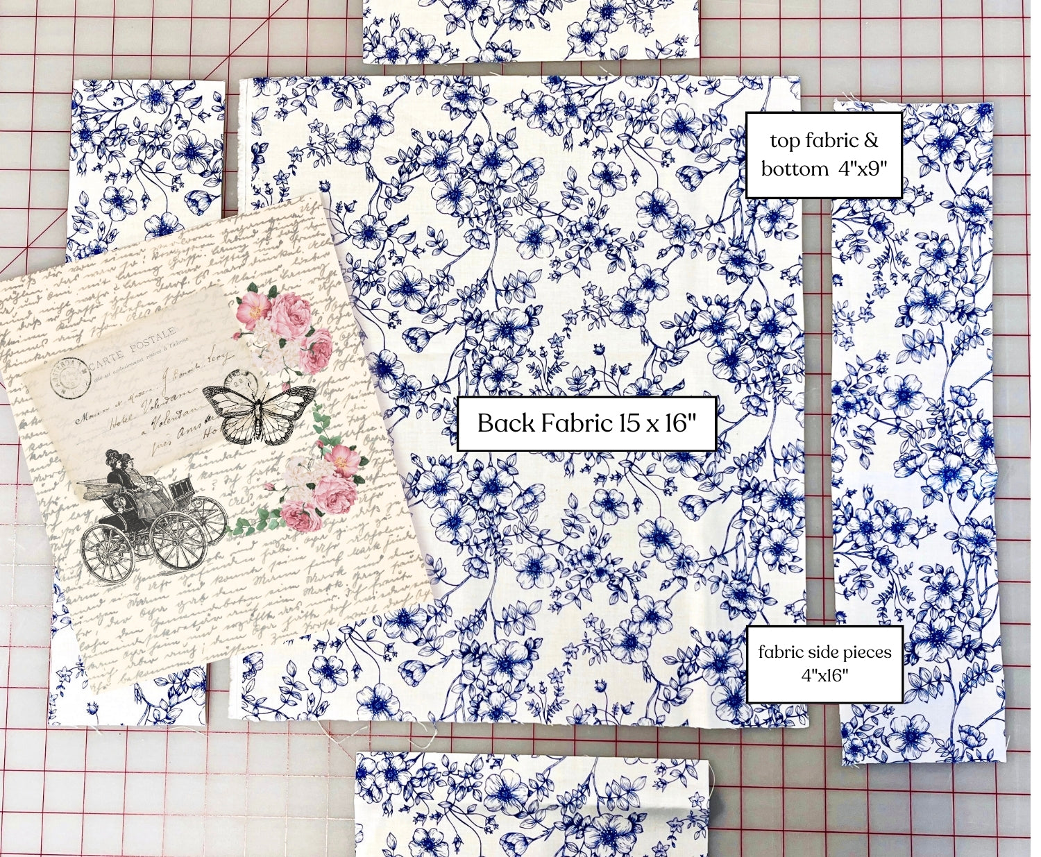 beginning to assemble a print to fabric tote