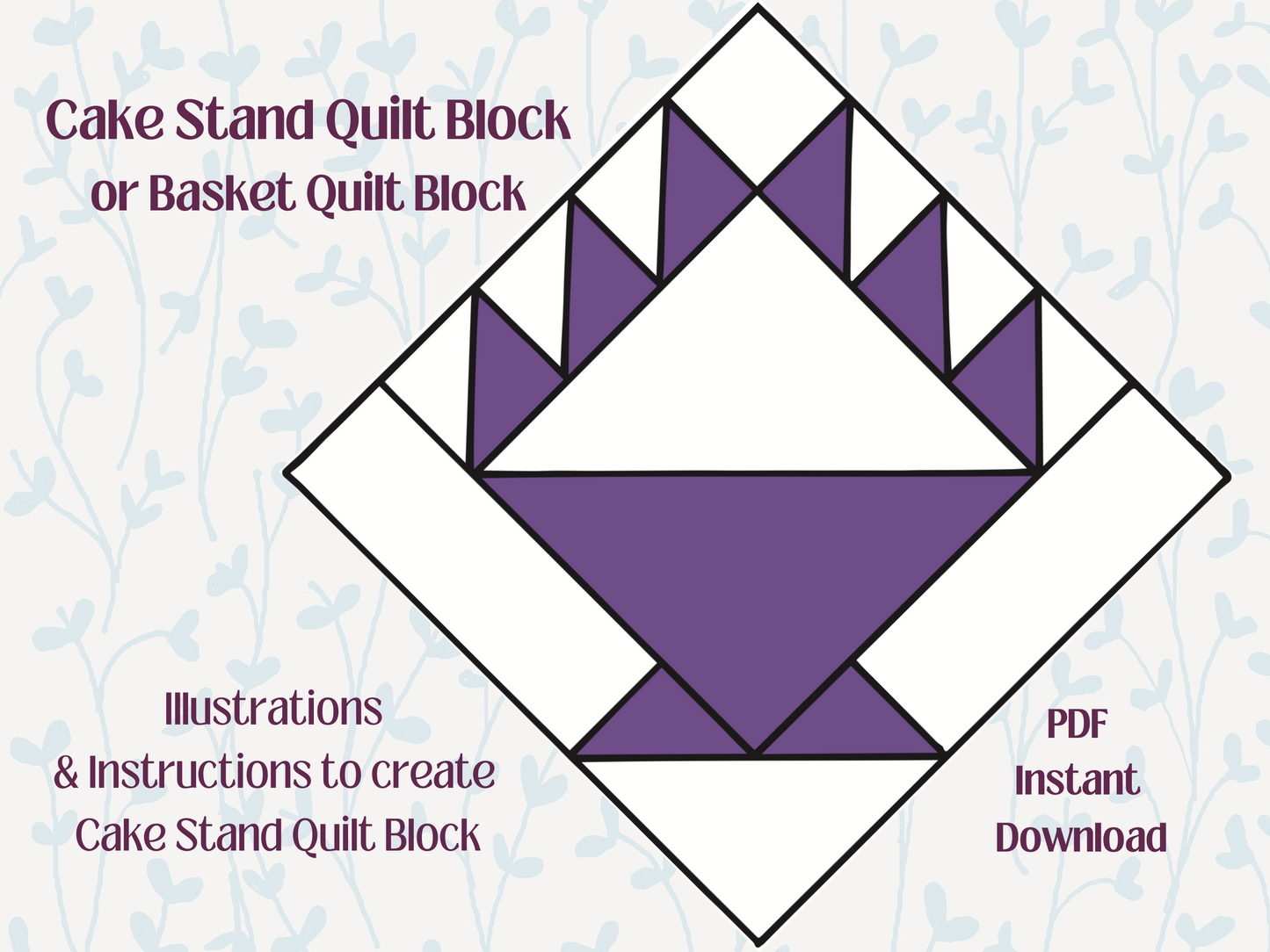 cake stand quilt block illustration