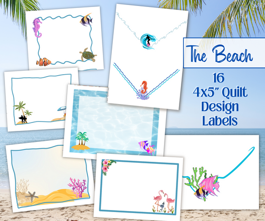 Beach Quilt Labels Designs - printable to fabric