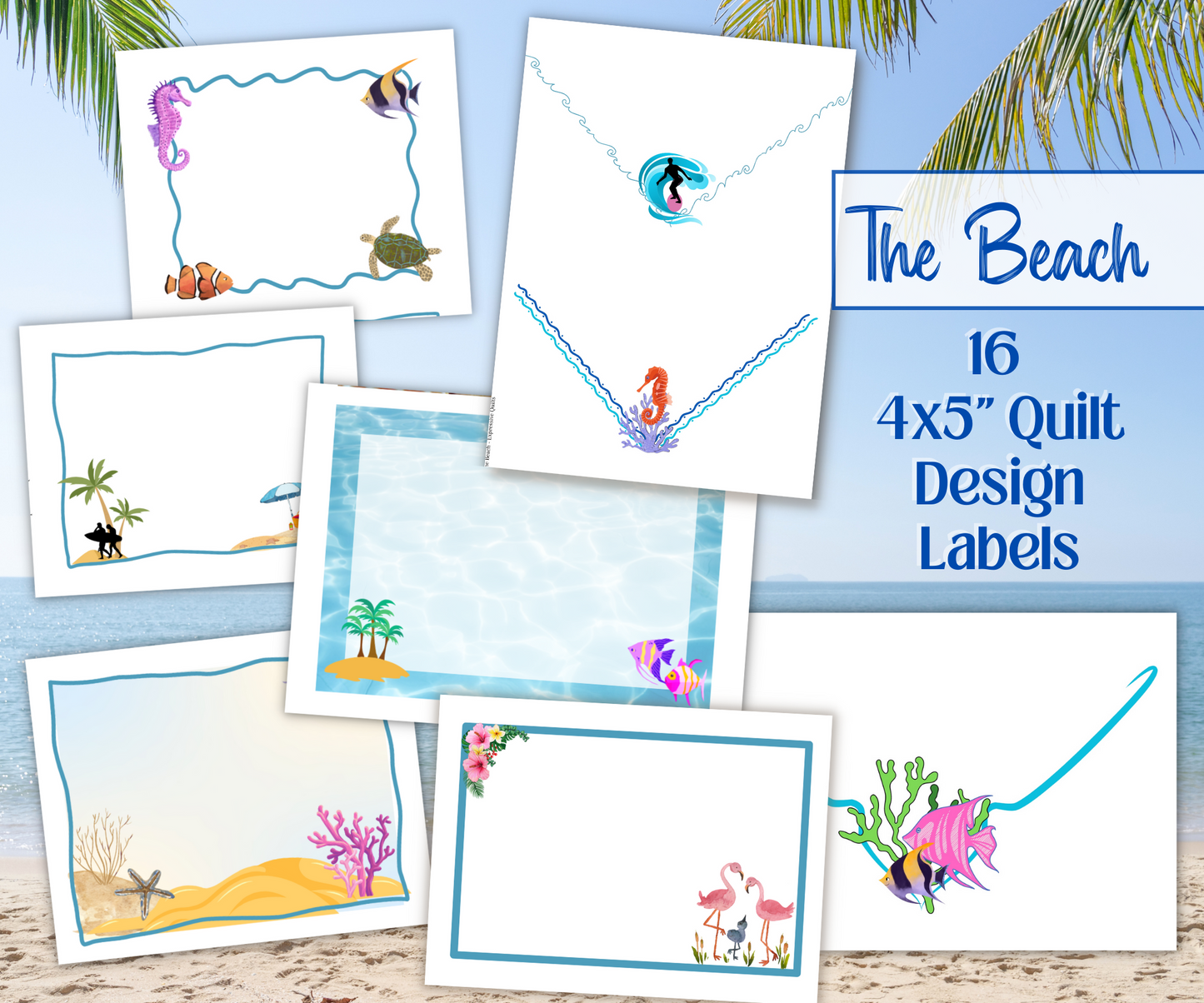 Beach Quilt Labels Designs - printable to fabric