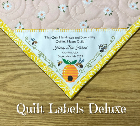 Honey Bee Quilt Label, print to fabric example