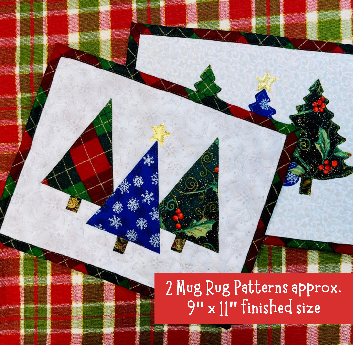 Modern and Traditional Christmas Trees Style mug rugs