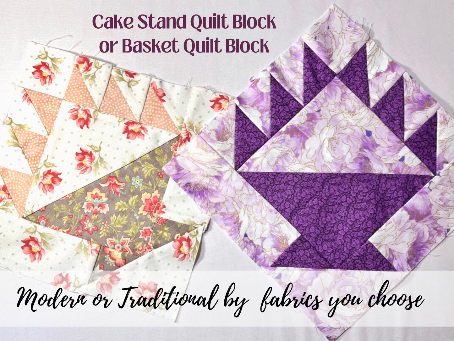 cake stand, basket quilt block variation