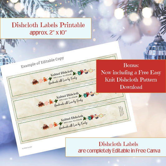 christmas dishcloth labels pdf letter size and includes free dishcloth knitted pattern