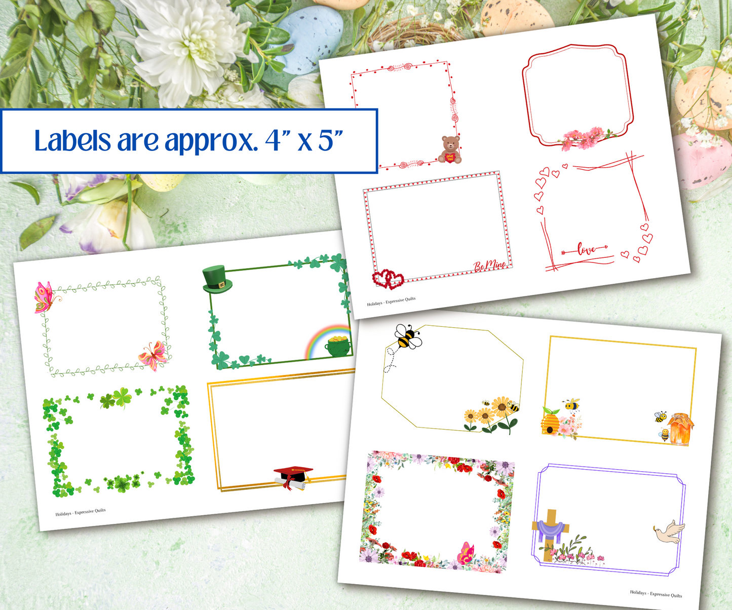 Seasons & Holidays Quilt Labels are Printable to Fabric, Instant Download Bundle - 8 pages, 32 Designs