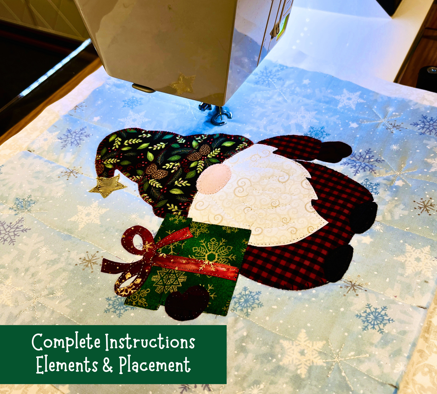 christmas gnome gift free motion sewing