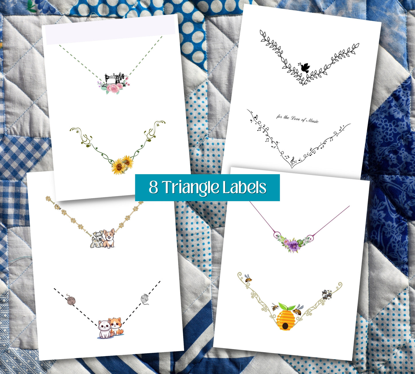 Triangle Quilt Labels Deluxe print to fabric