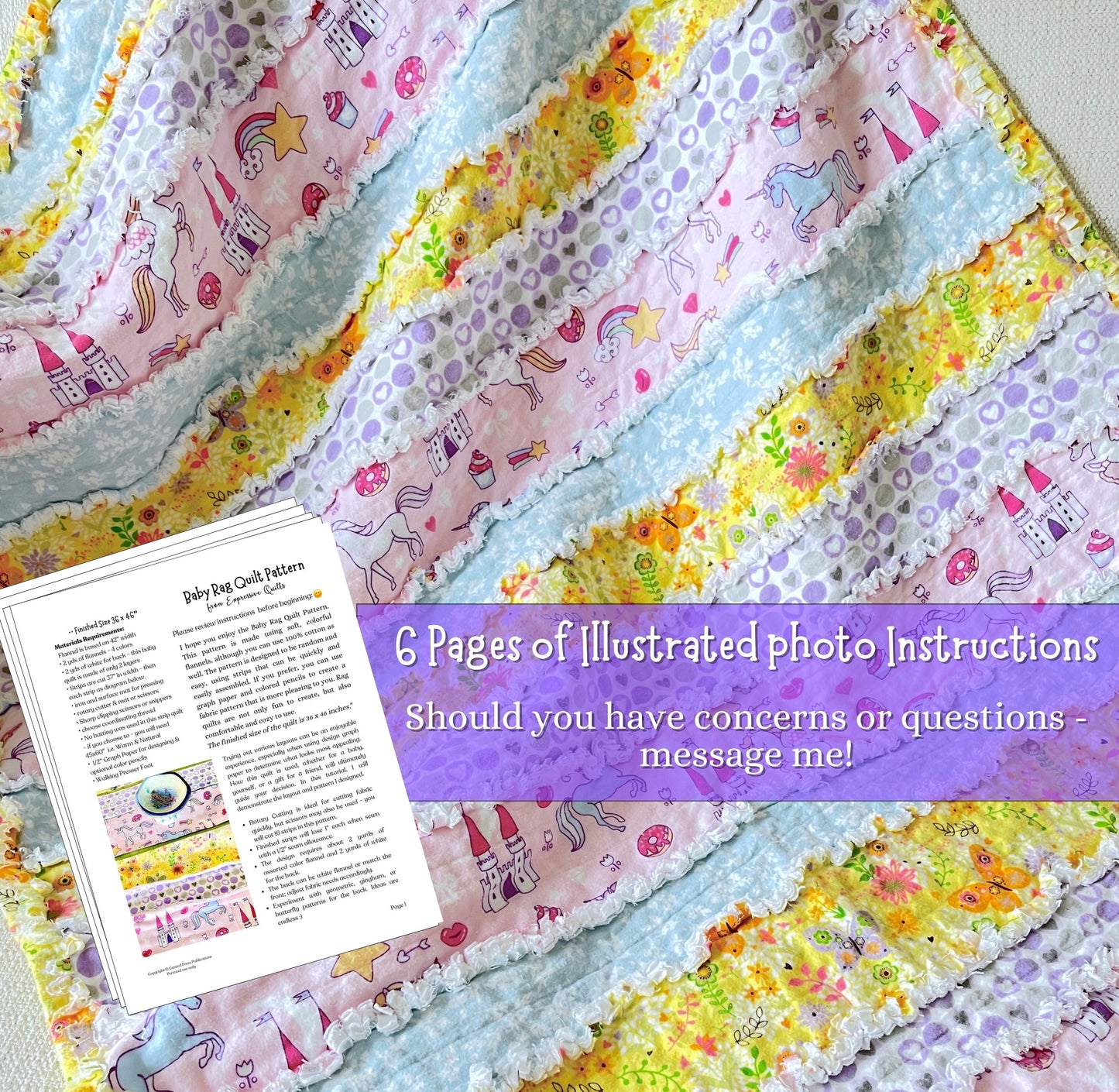 Illustrated tutorial to sew and baby rag quilt