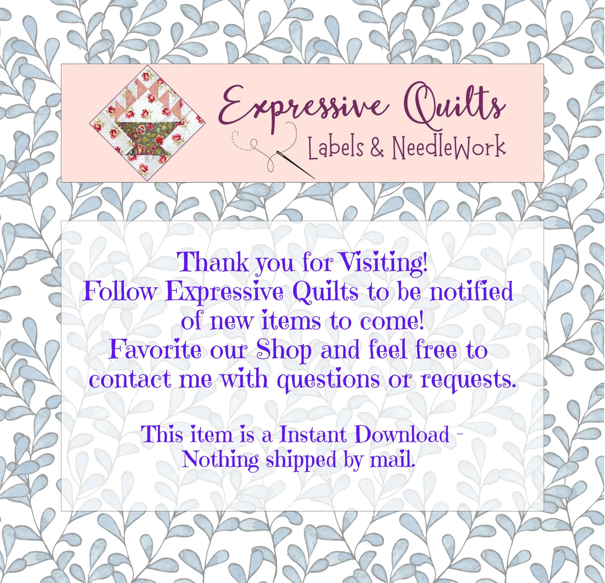 Little Quilt Labels for Quilters Handmade Items, plus Quilt Care Tags - 12 JPEGs & 3 PDFs - expressivequilts.com