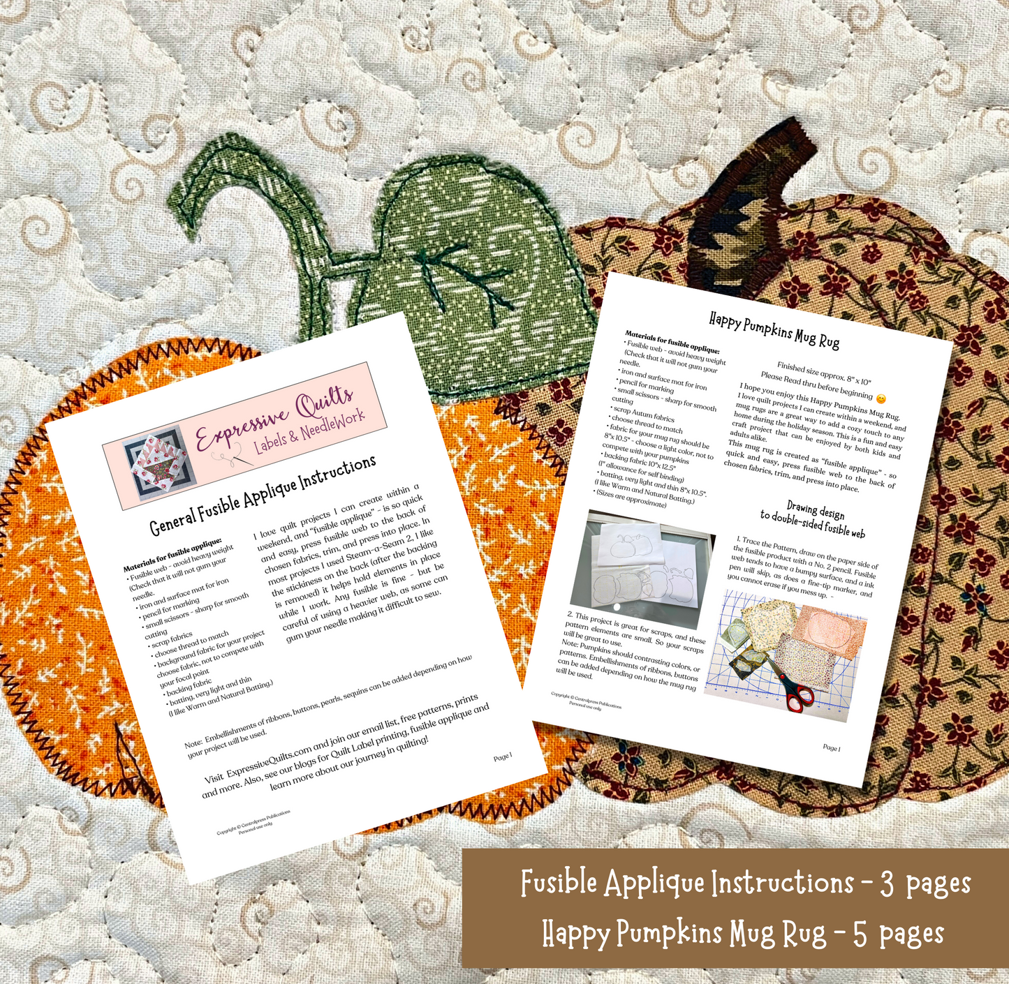 Pumpkins mug rug complete instructions