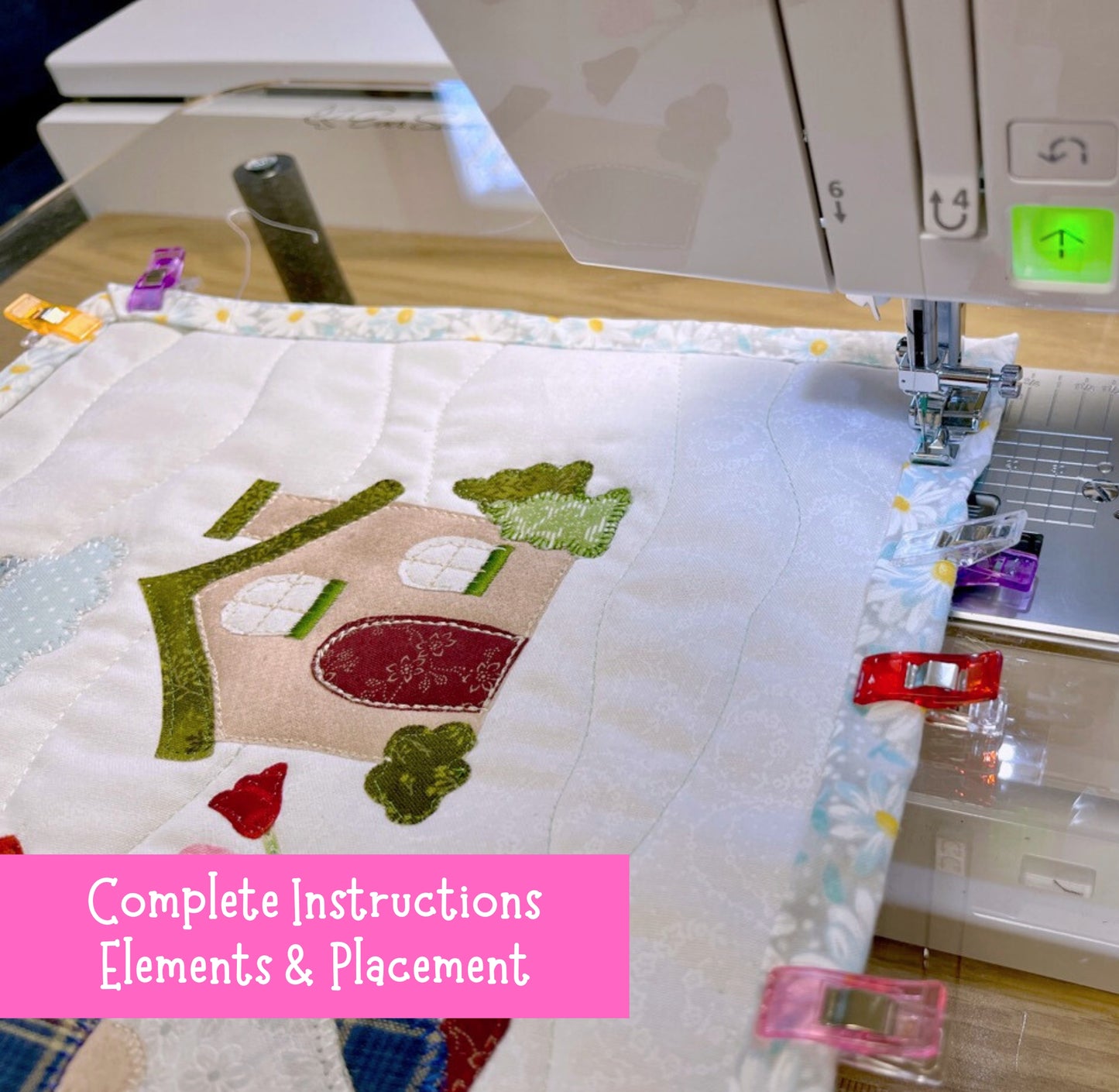 Sewing a binding on a spring mini quilt