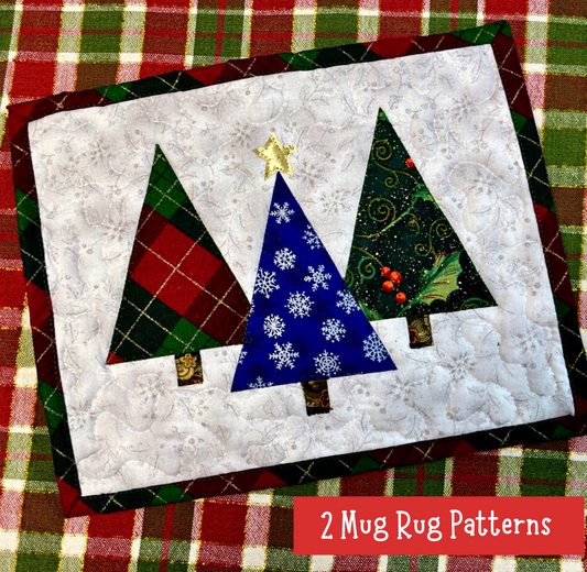 2 Christmas Trees mug rugs are included