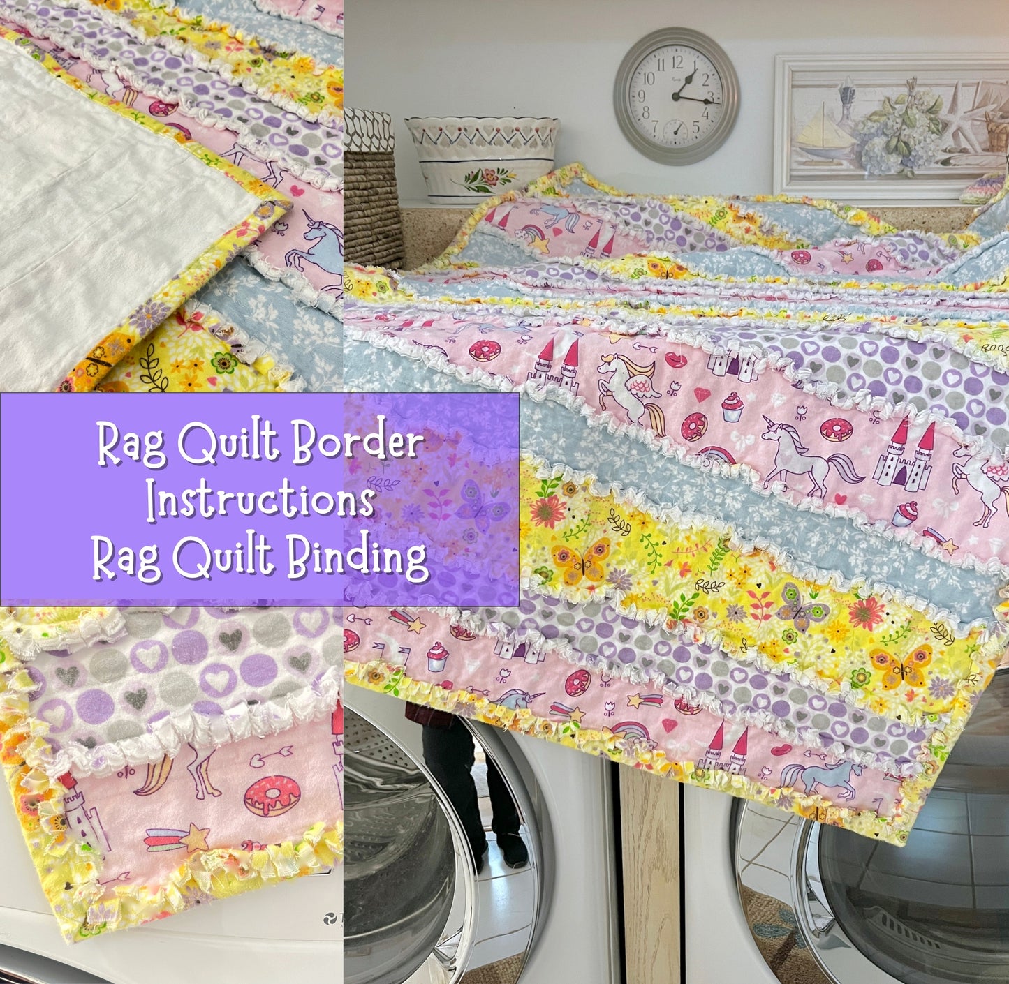 baby rag quilt lying on washing machine, where the magic happens
