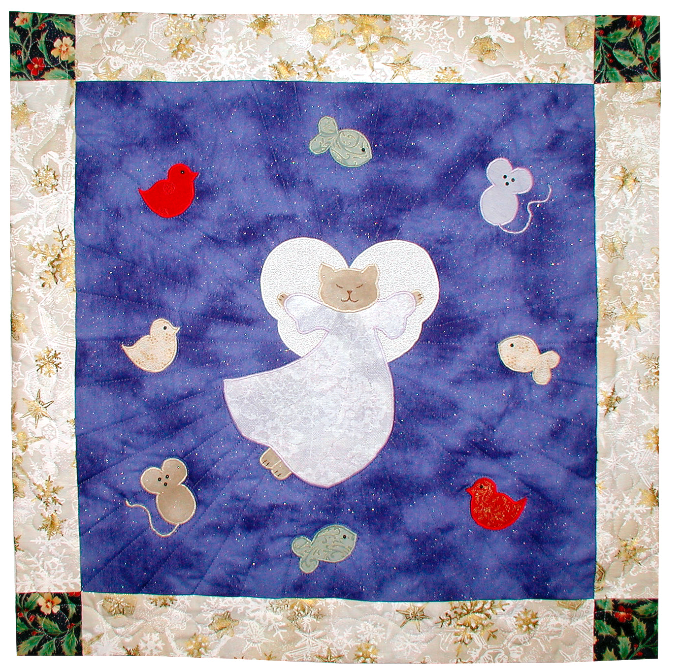 Christmas for Kitty - Digital Download Fusible Applique Wall Quilt and Stocking Pattern - Fusible Applique - Digital Download