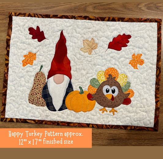 Gnome and Turkey Mini Quilt Pattern download