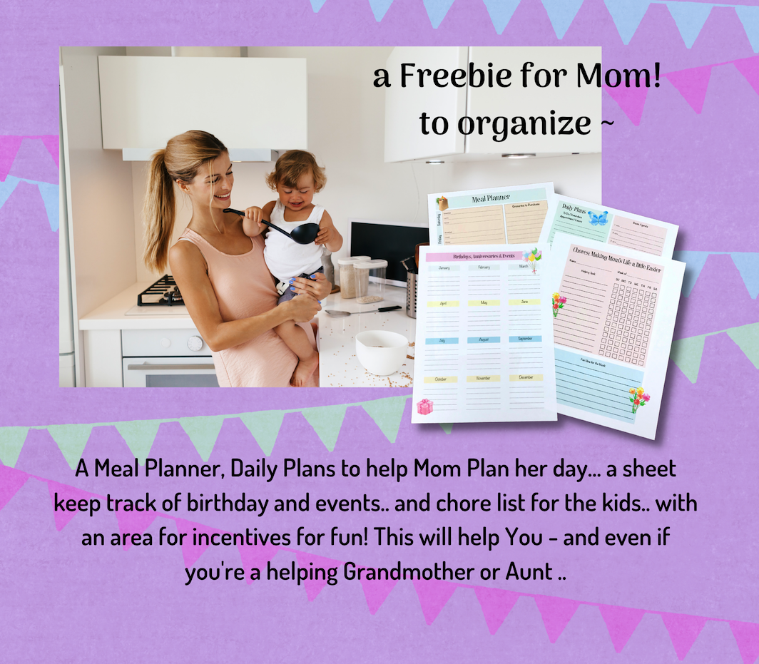 Freebie for Mom - Daily Planner, Meal Planner, Birthday & Events, a Chore List for Kids - PDF