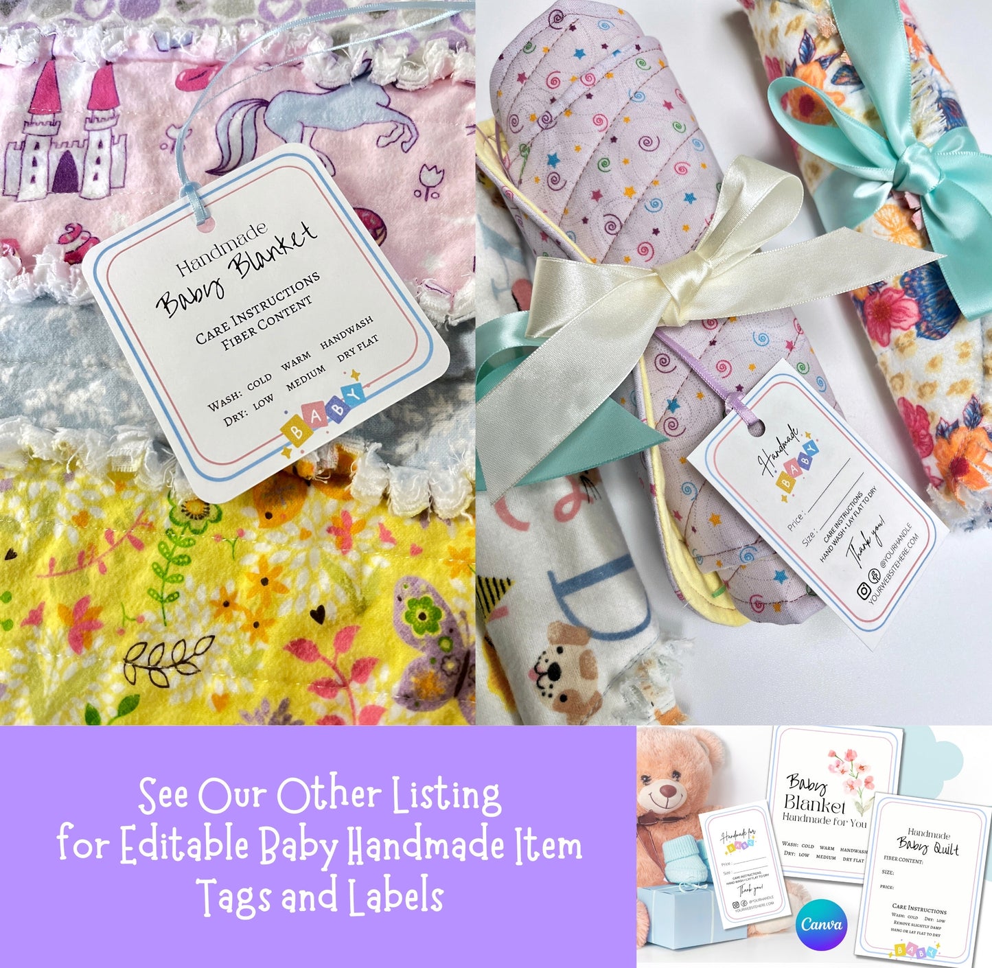 Item tags download editable for baby handmade items