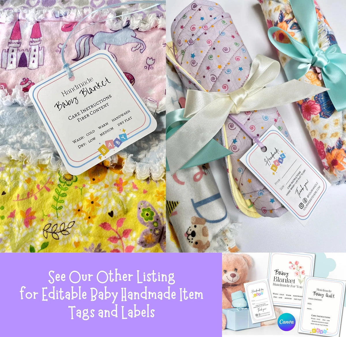 Item tags download editable for baby handmade items
