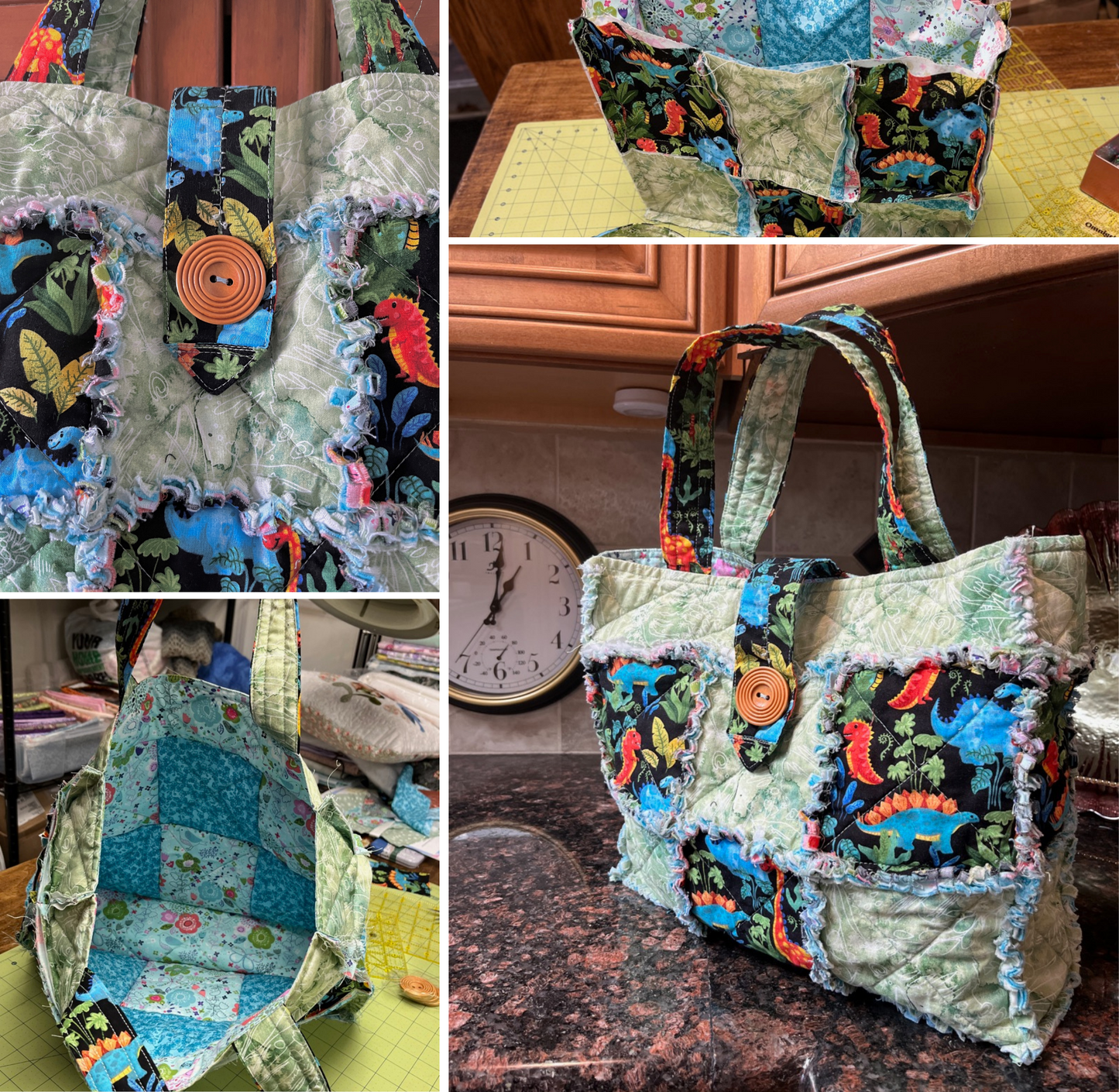rag quilt tote assembly photos