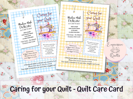 caring for your quilt - quilt care card to print