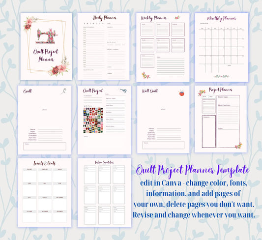Quilt Project Planner Template Design to make it your own, Create and Edit in Canva - expressivequilts.com