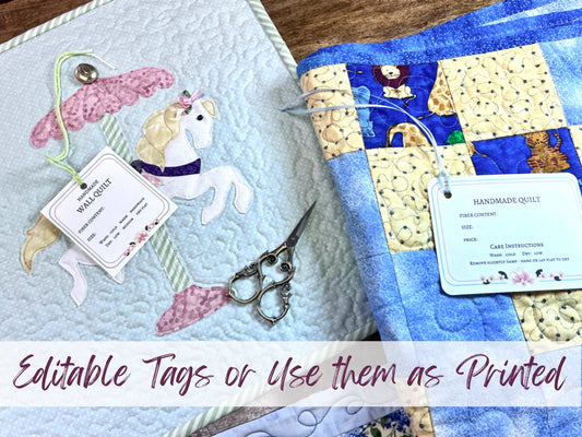 quilt tags to edit or use "as is"