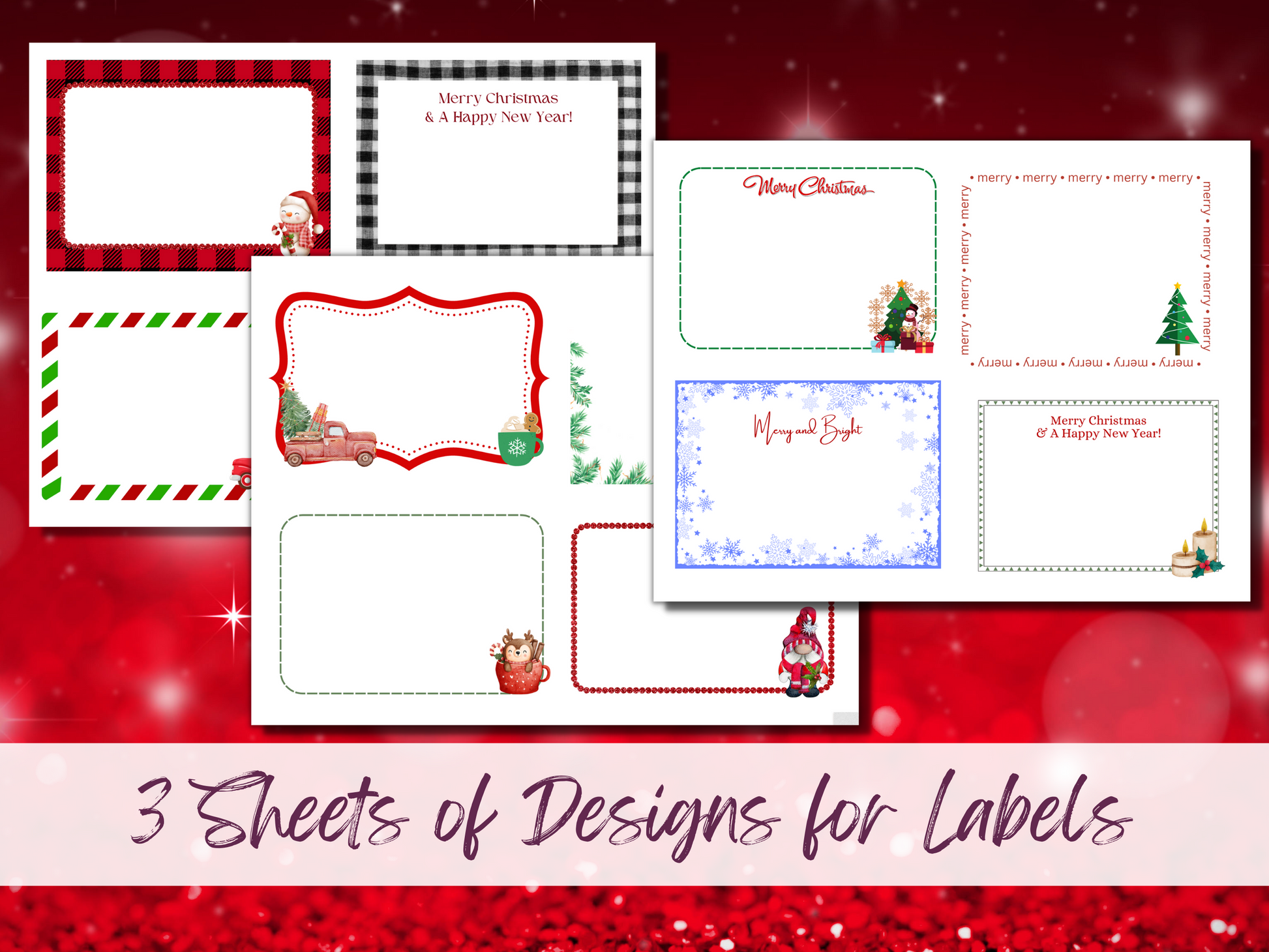 quilt labels for Christmas, 3 label sheets to print