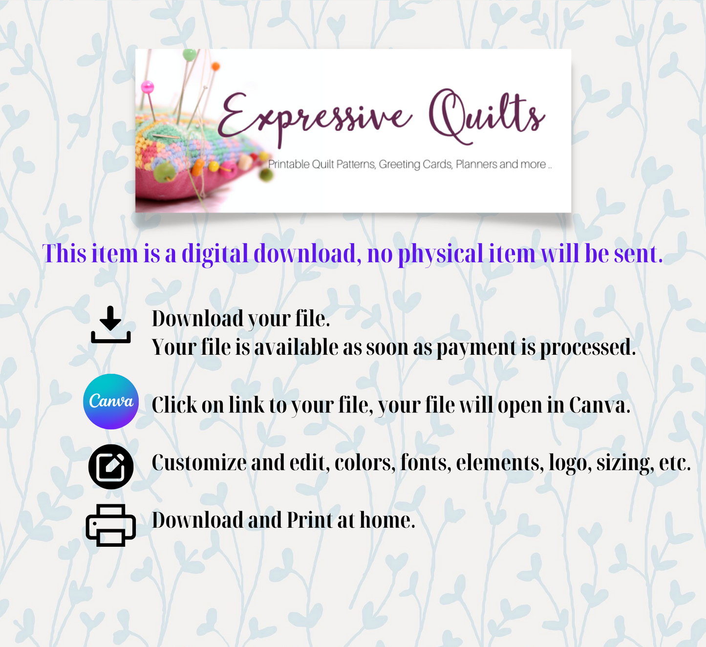 Quilt Project Planner Template Design to make it your own, Create and Edit in Canva