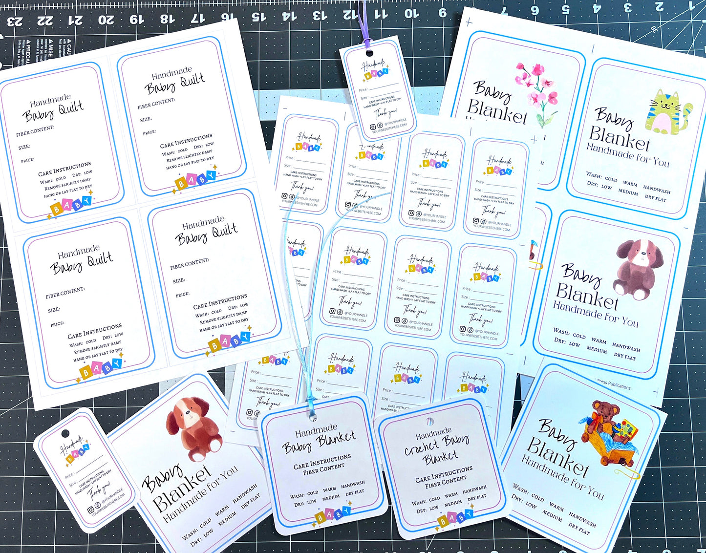 Baby Printable Tags & Labels editable for your handmade baby items, a digital download Bundle -