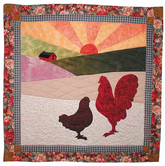 Rooster, chicken farm decor quilt pattern