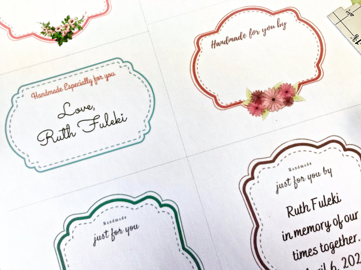 Quilt Design Labels Printable #2 digital download - 19 labels - 3 sheets 8.5x11 Pdf and Jpegs