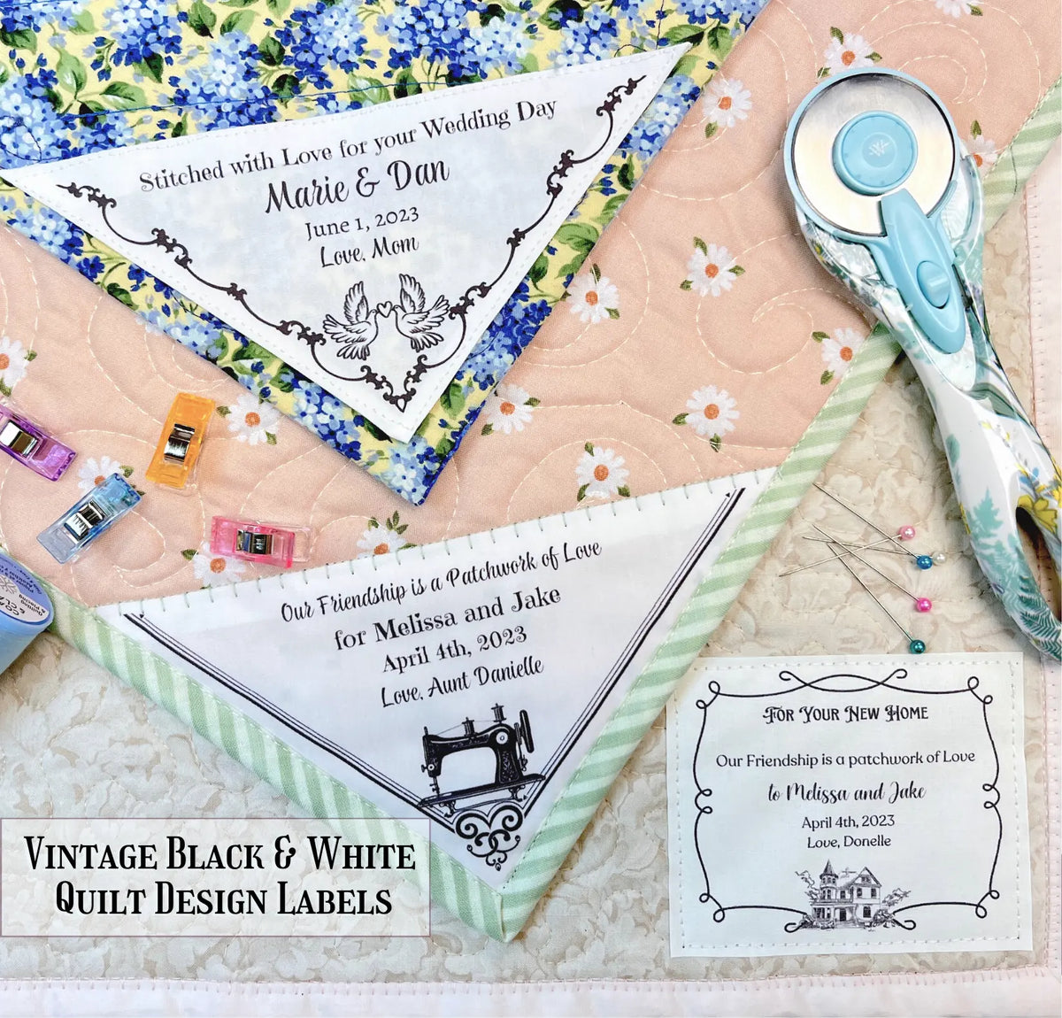 Vintage Victorian Quilt Label Designs are Printable to Fabric, a digit ...