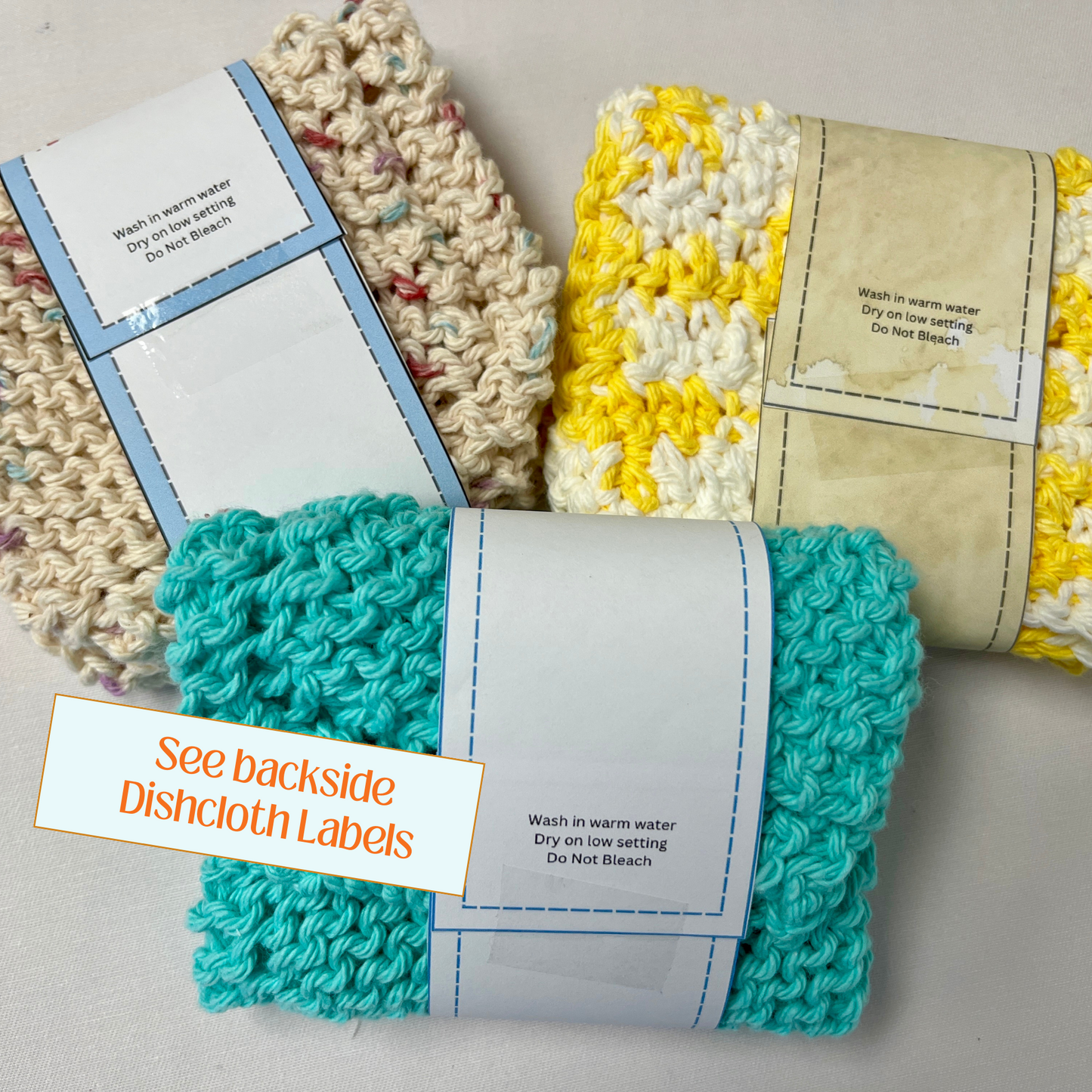 back of dishcloth labels