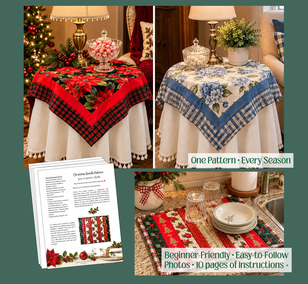 Christmas Sewing Bundle • 4 Easy Sewing Patterns -  Beginner PDF