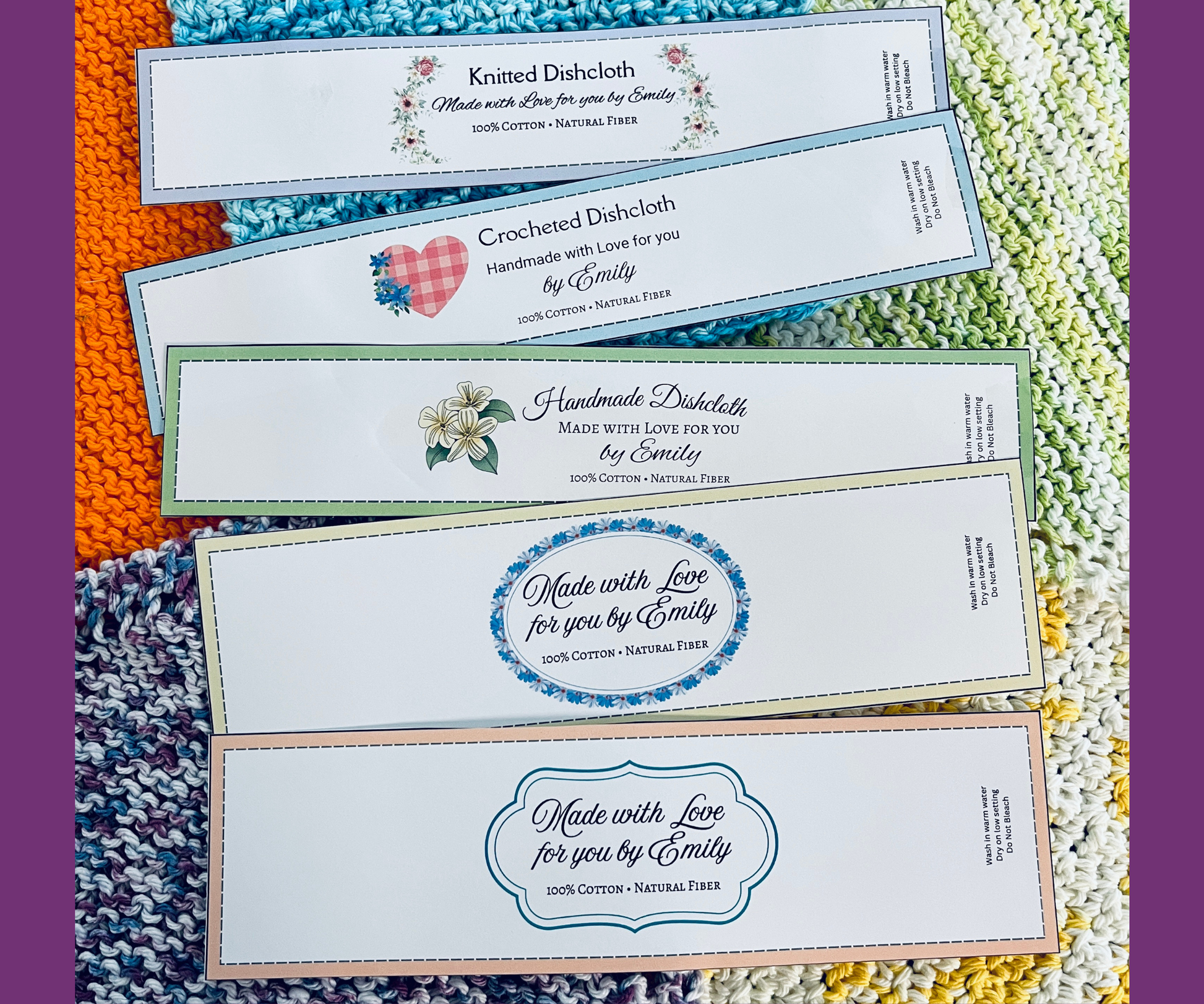 various design dishcloth labels to personalize your labels in free Canva