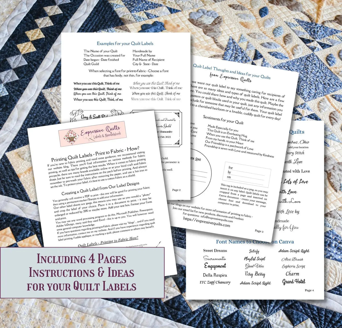 Vintage Victorian Quilt Label Designs are Printable to Fabric, a digit ...