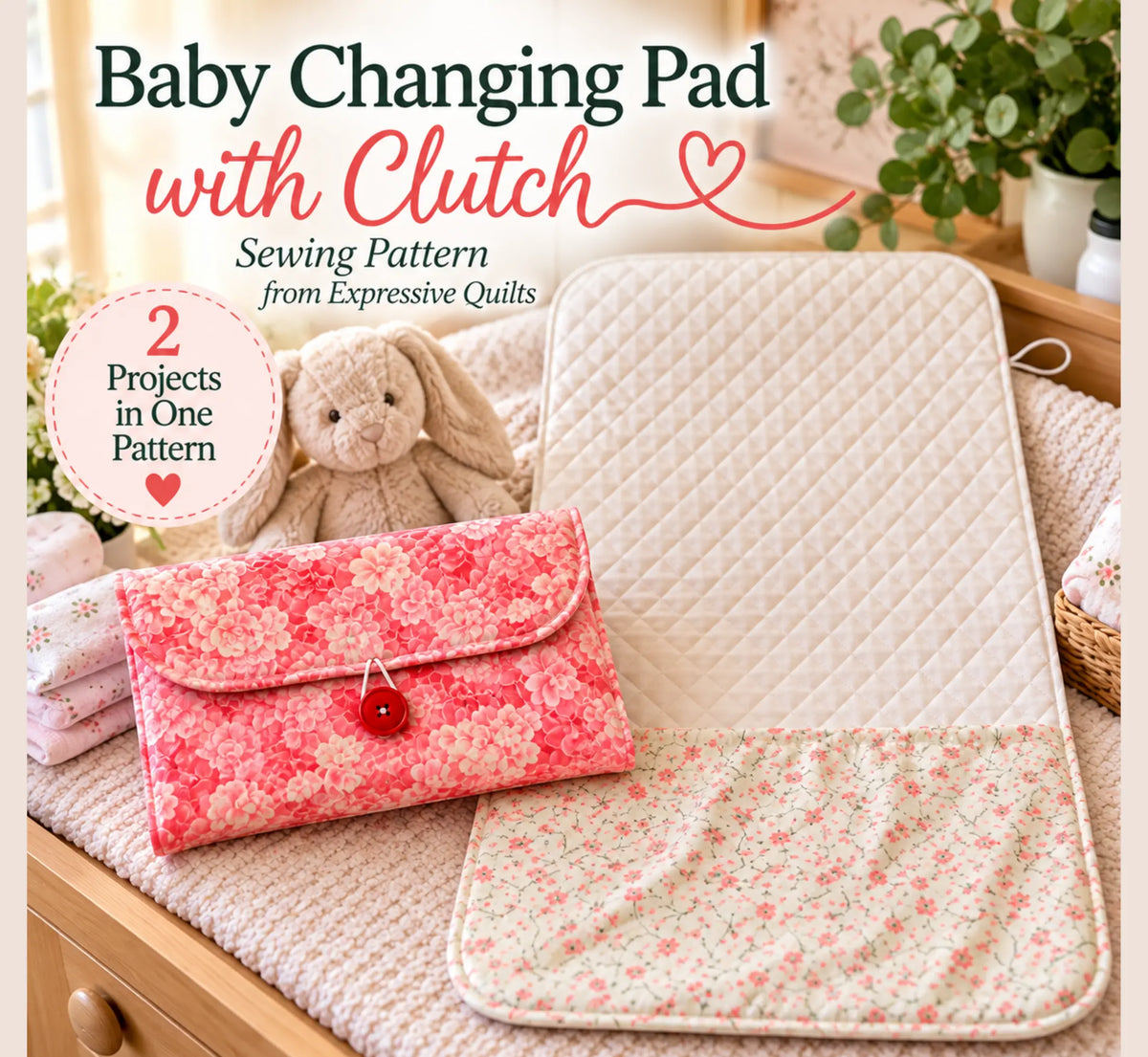 Baby Changing Pad & Clutch • Beginner-Friendly PDF Sewing Pattern • (Digital Download)
