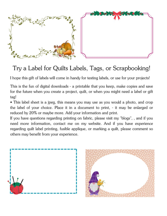 Download and Print-to-Fabric Quilt Label Free