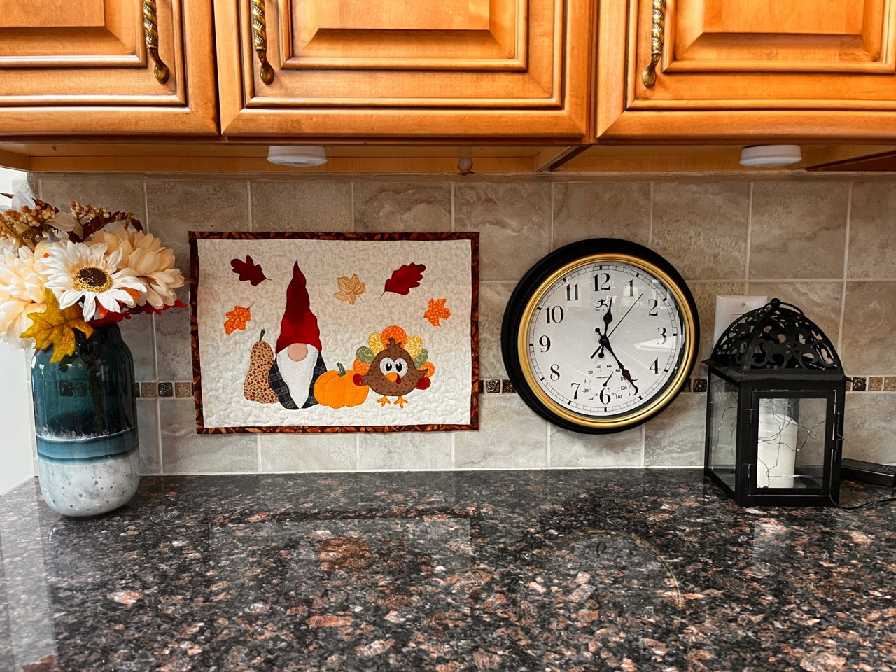 Fall Mini Quilt in Kitchen setting