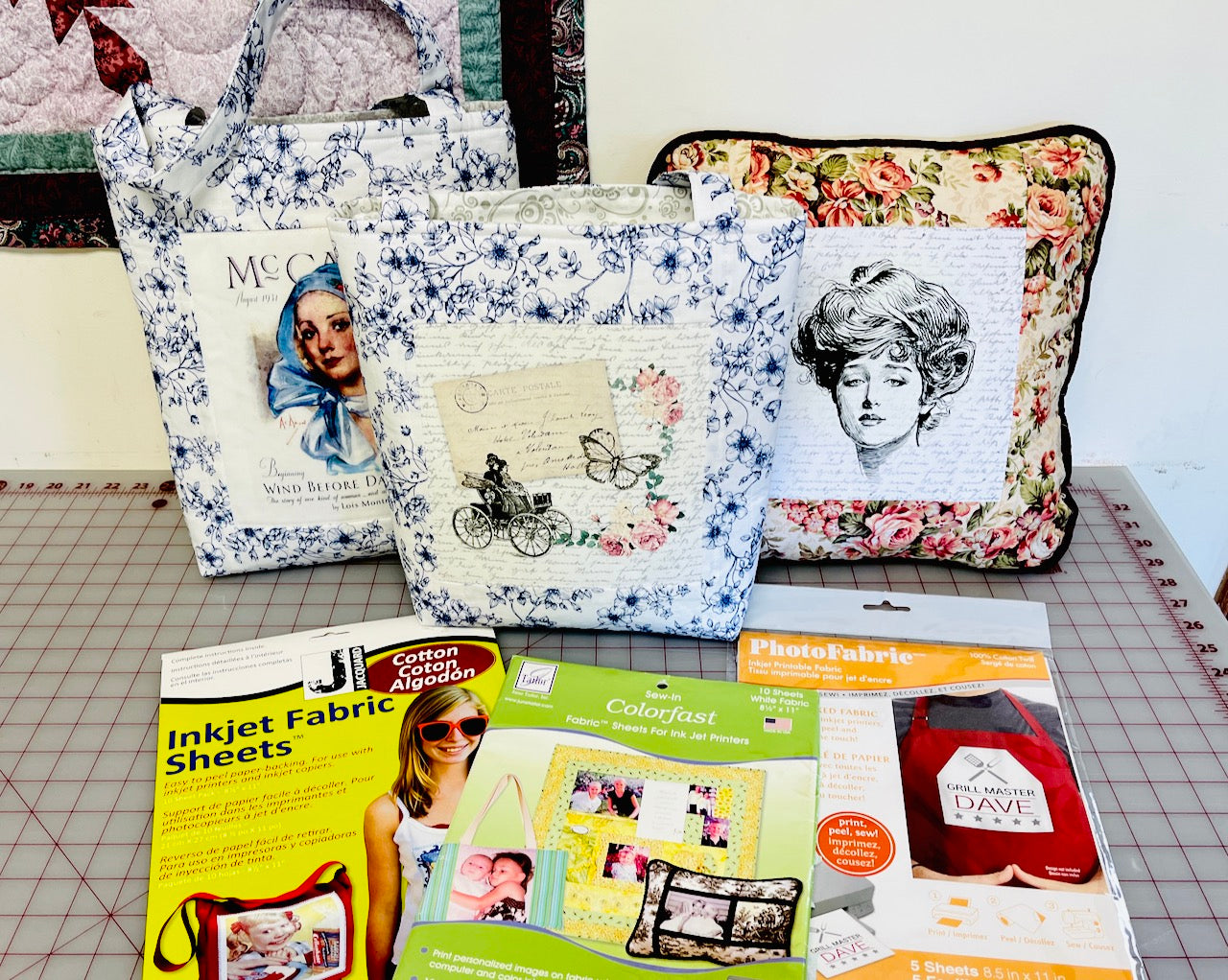 print to fabric ideas - totes, pillows, not only quilt labels