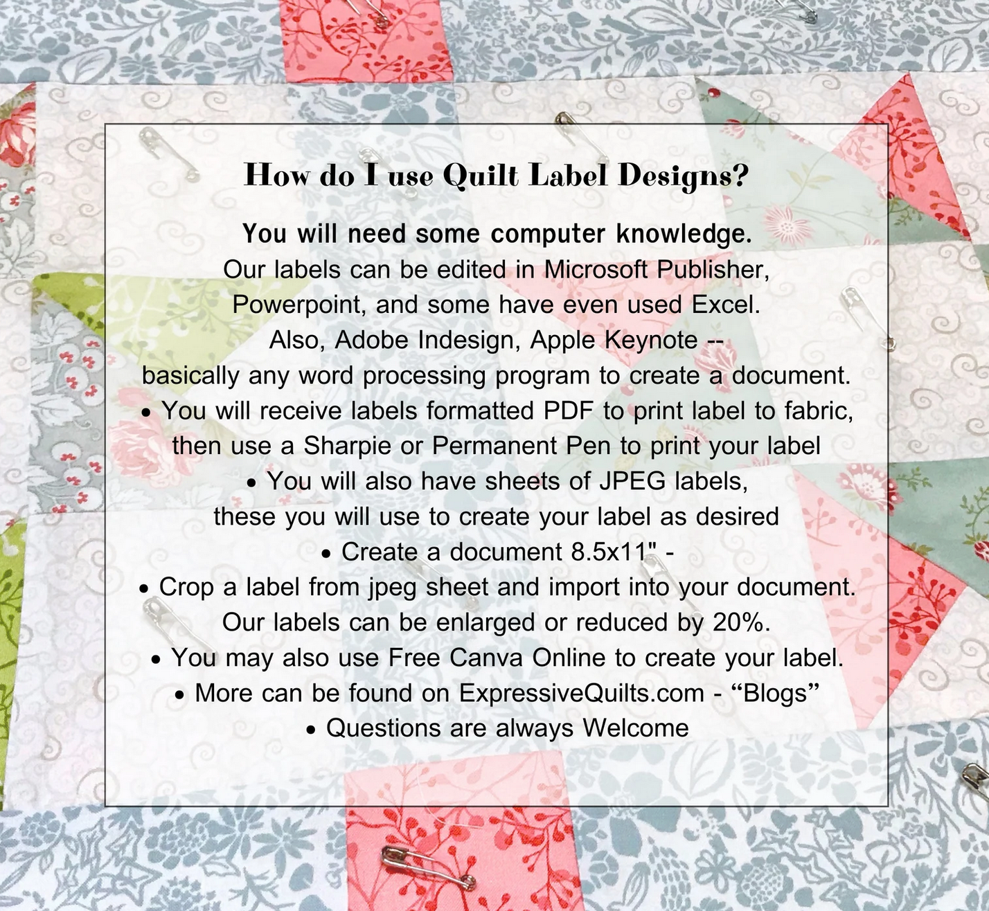 quilt label instructions