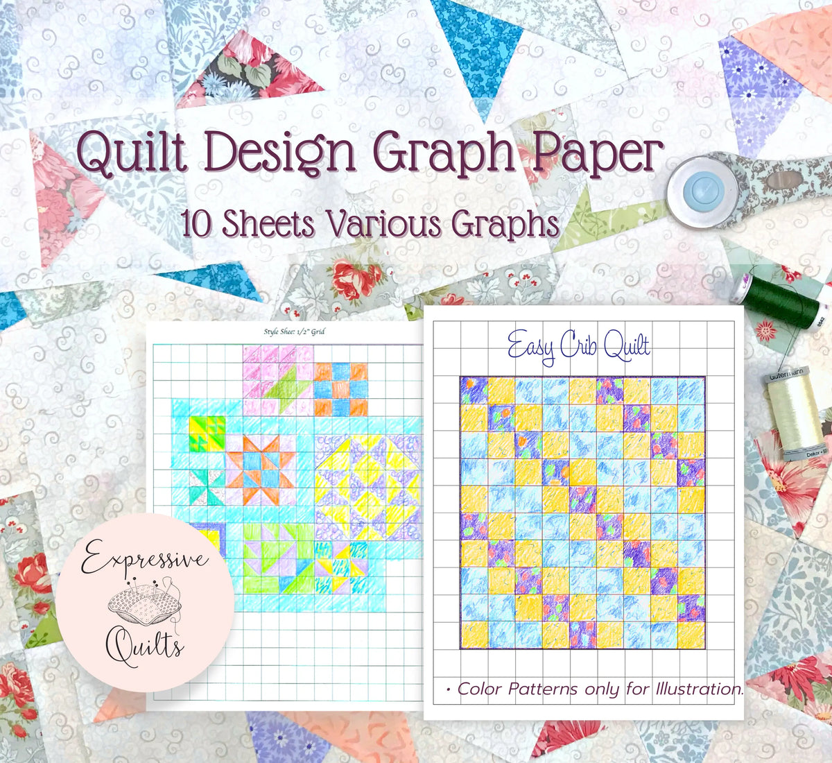Quilter's Design Graph Paper - 10 Graph Paper Grids - PDF Printable do ...