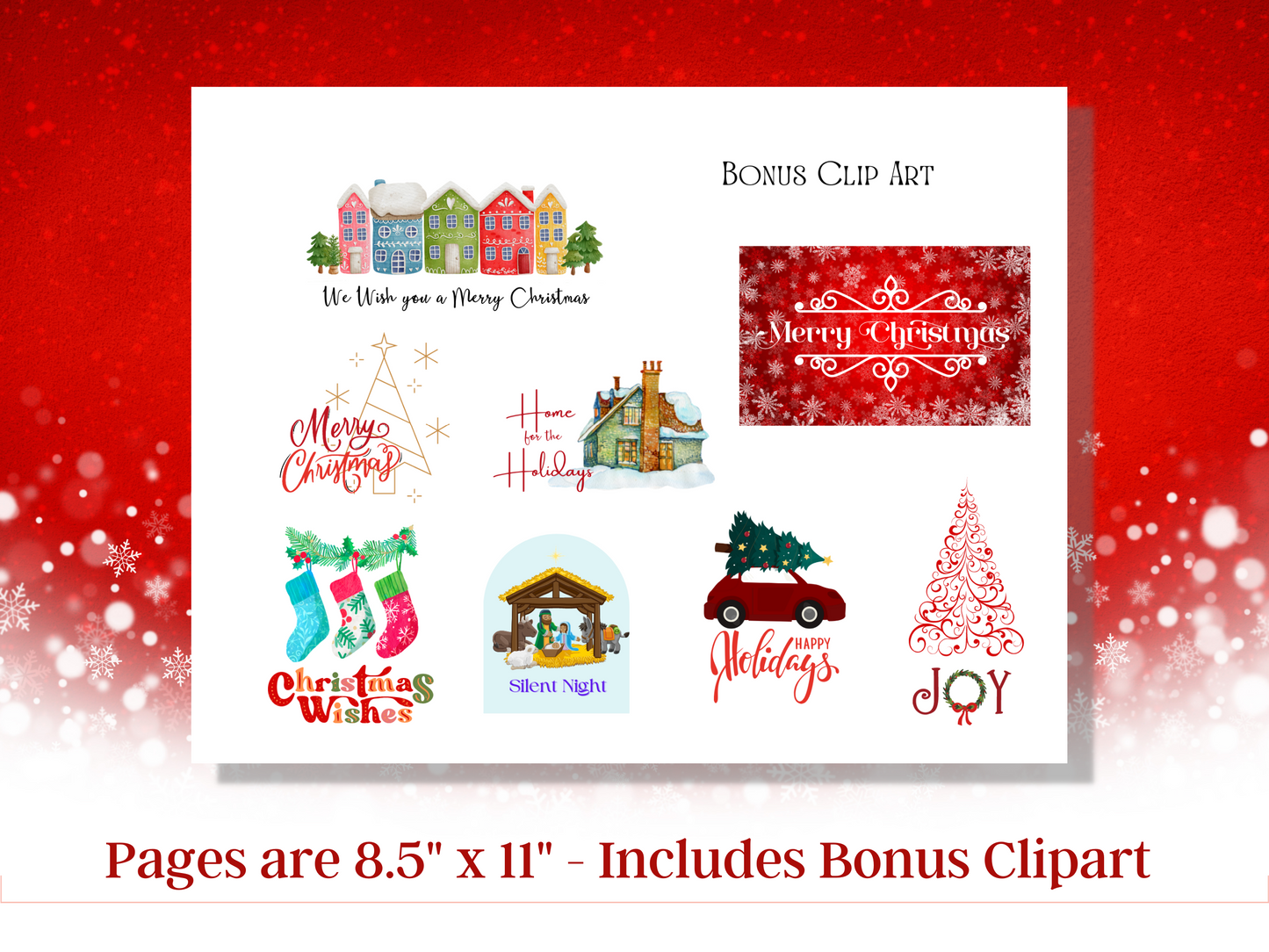 Bonus Christmas clip art included