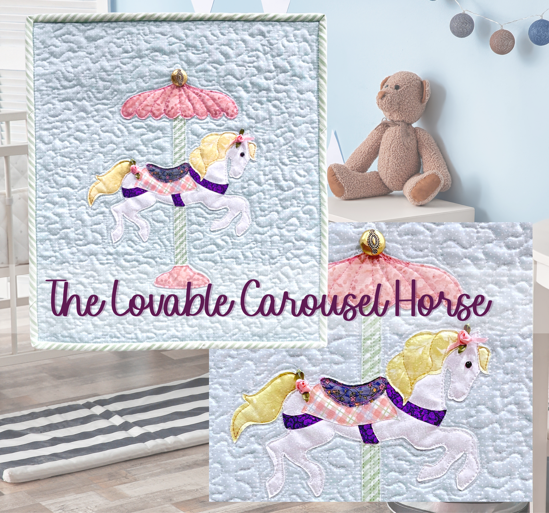 Carousel Horse - Mini Wall Quilt - Fusible Applique